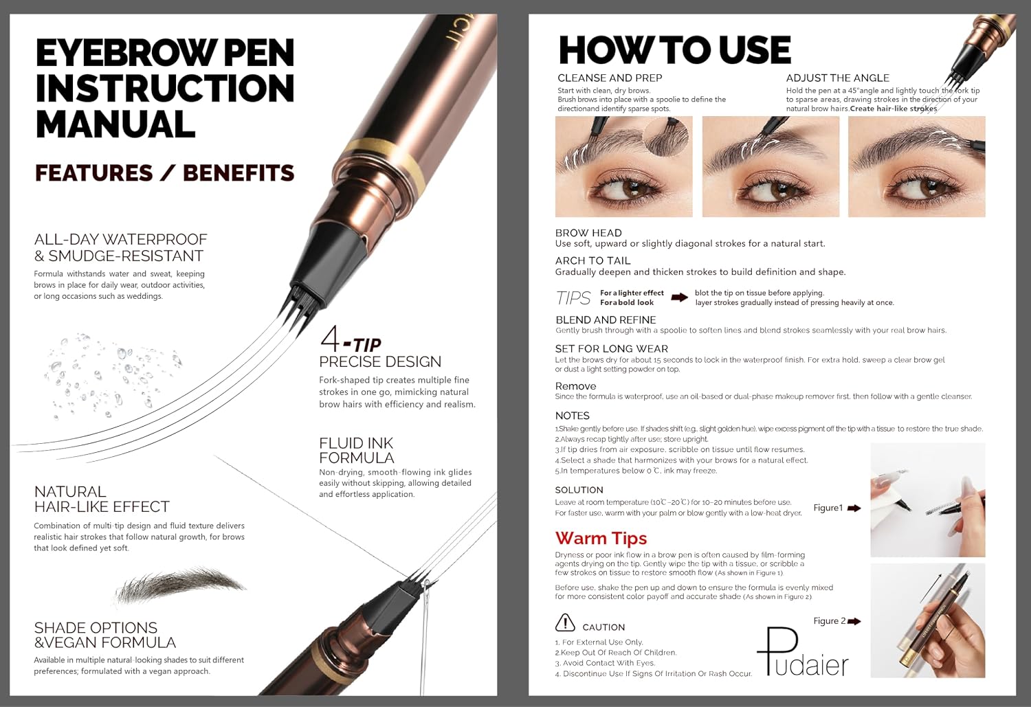 Detalle 2 de Microblading 4-Tip Eyebrow Pen 2-Pack ๐