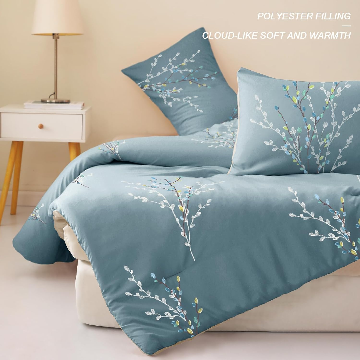 Thumbnail 2 de Exclusivo Mezcla Coverless Duvet Set in King Size - 7.5 Tog, Reversible with Flower Pattern (Blue)