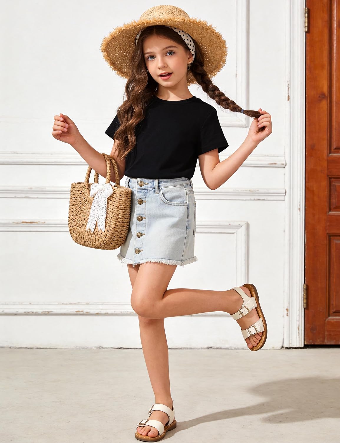 Thumbnail 2 de Demegimi Girls T-Shirts - Summer Short Sleeve Tops for Kids 5-14