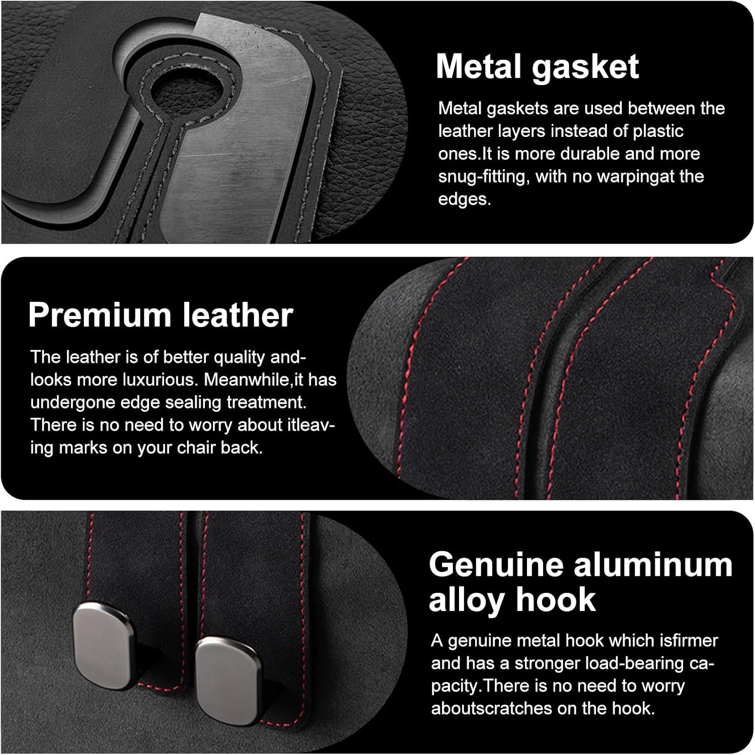 Detalle 2 de JinnEterri Car Purse Hook: Heavy-Duty Headrest Hooks (2-pack or 4-pack) for Car Organization