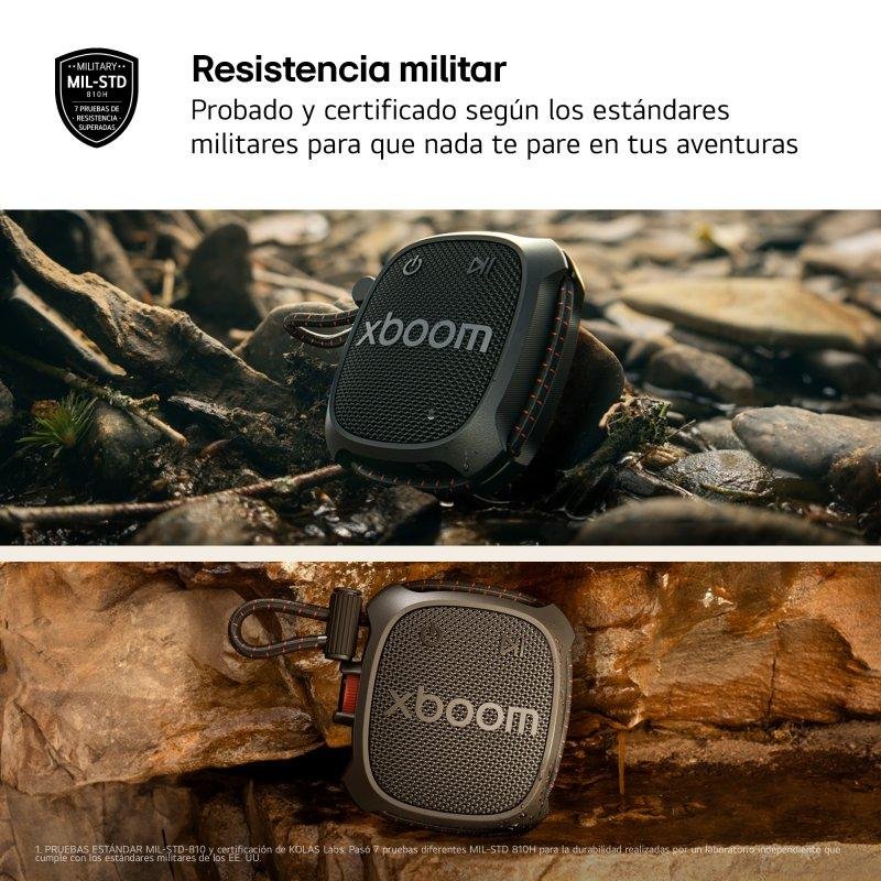 Detalle de LG Xboom Rock: altavoz portátil Bluetooth 6 W IP67 en rojo