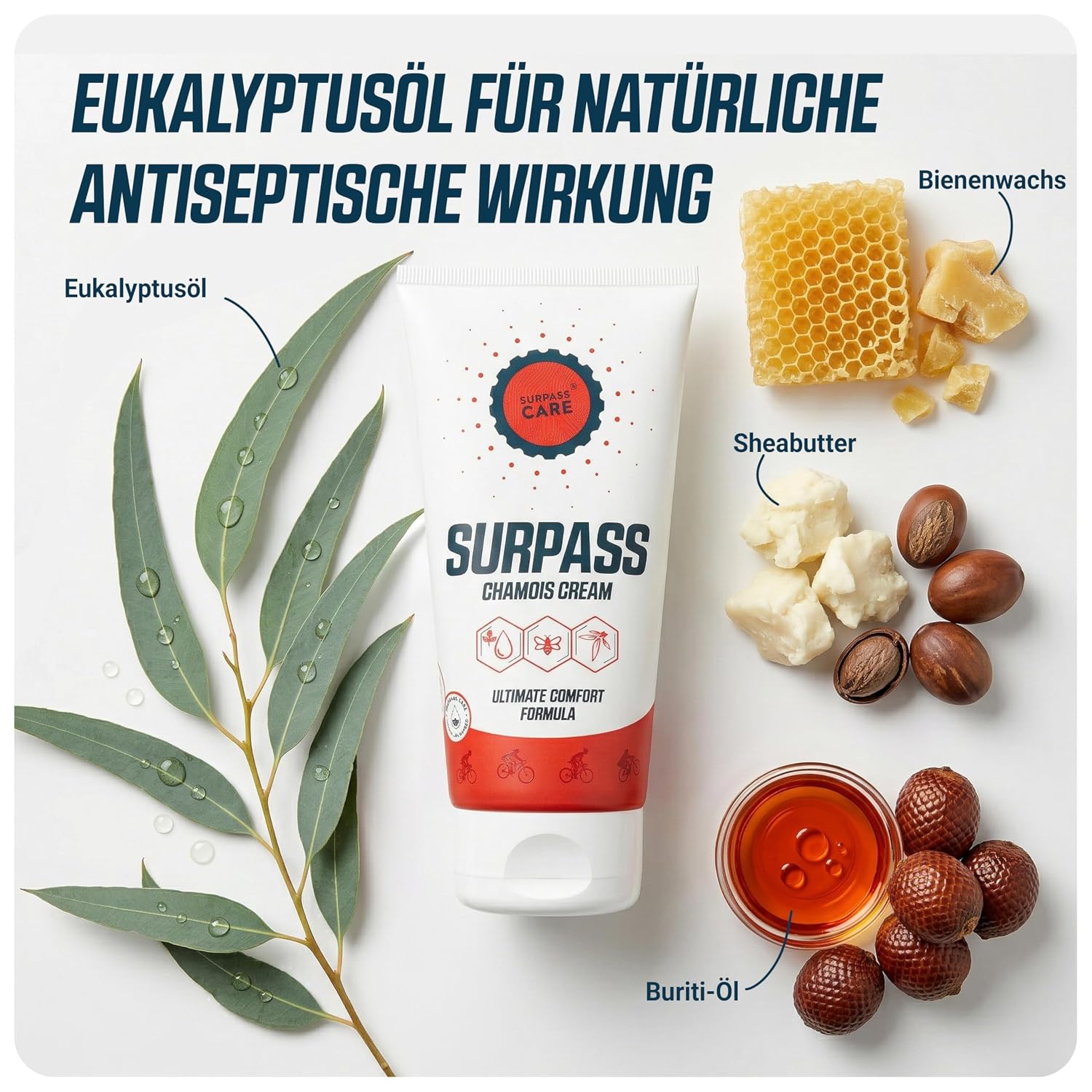 Thumbnail 3 de SURPASS Chamois Creme 170 ml – 96% natürlich & paraffinfrei – Anti-Chafing-Sitzcreme für Radsport & Reiten