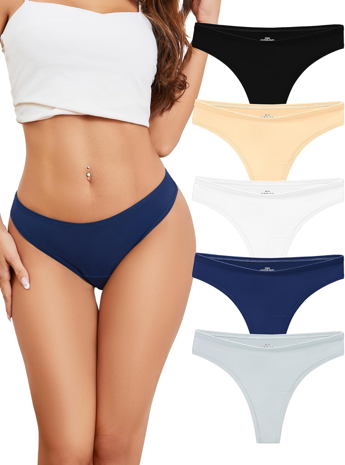 Thumbnail 6 de VOENXE Damen String Tanga aus Baumwolle (90% Baumwolle, 5er Pack) – atmungsaktiv & bequem