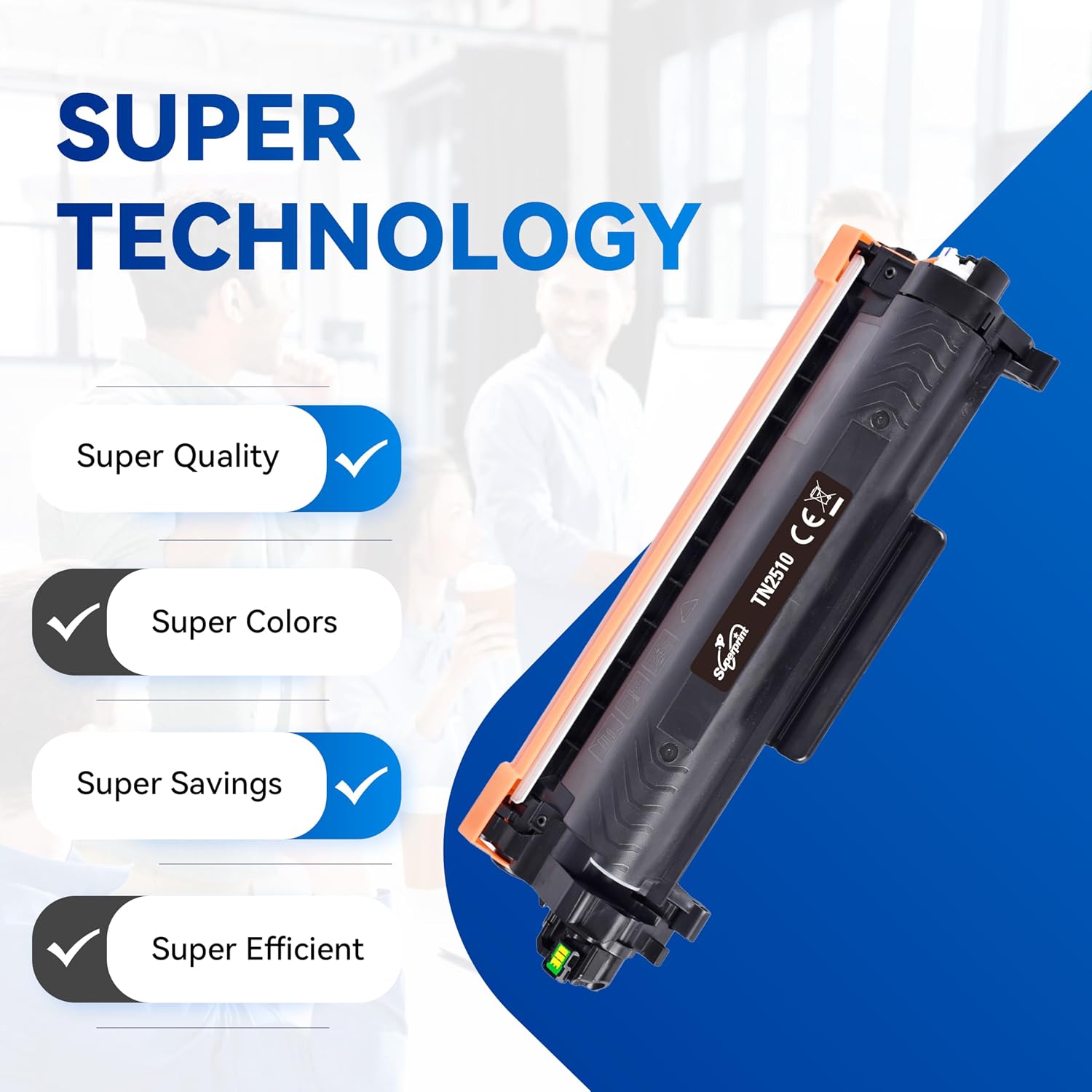 Detalle de Superprint TN2510 zwarte toner, compatibel met Brother TN-2510, 1.200 pagina's