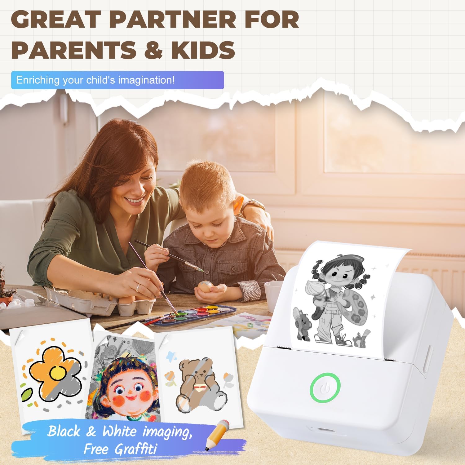 Thumbnail 2 de PRAOAHEI Mini Drucker 10 Rollen 🖨