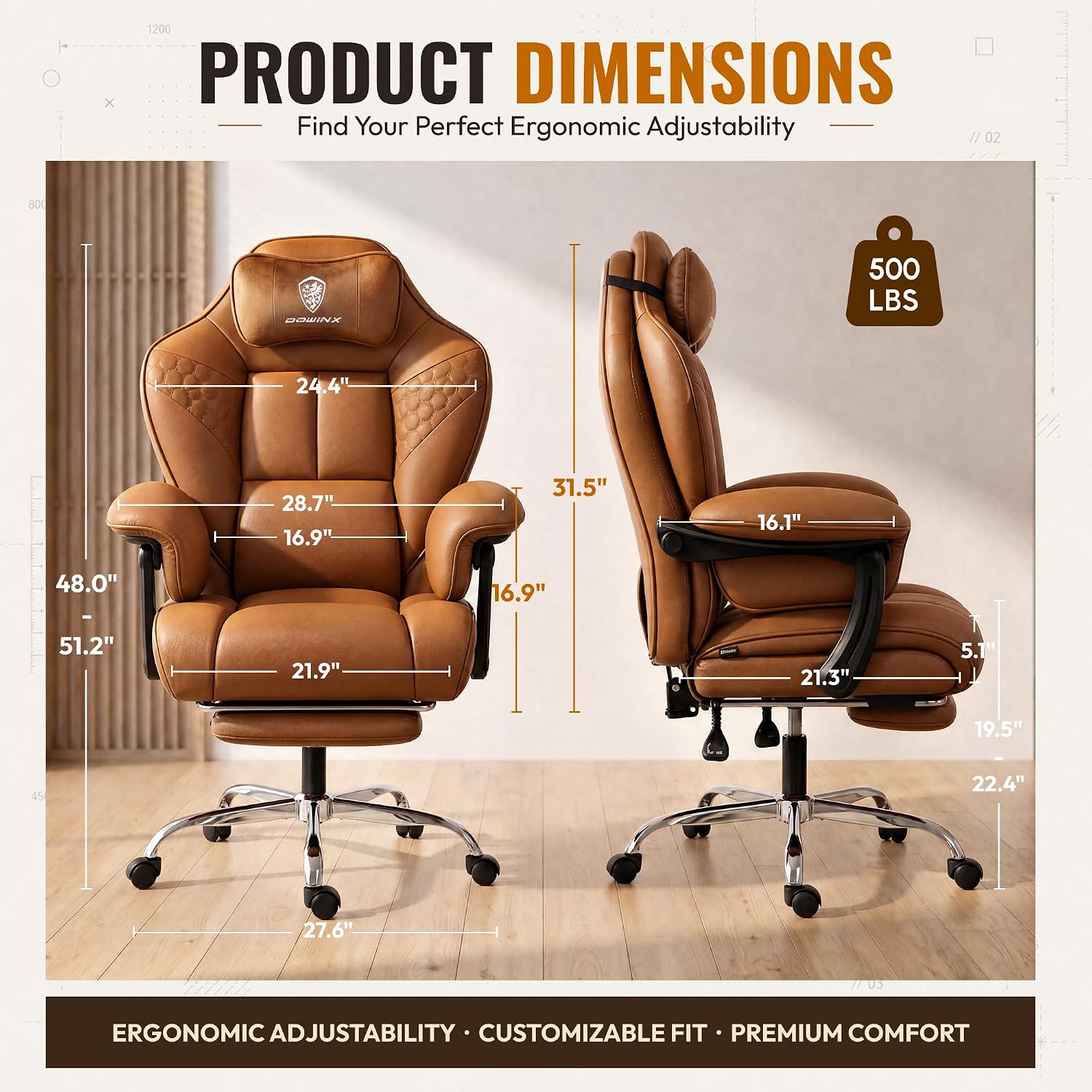 Detalle de Dowinx Gaming Chair, 500 lb Capacity