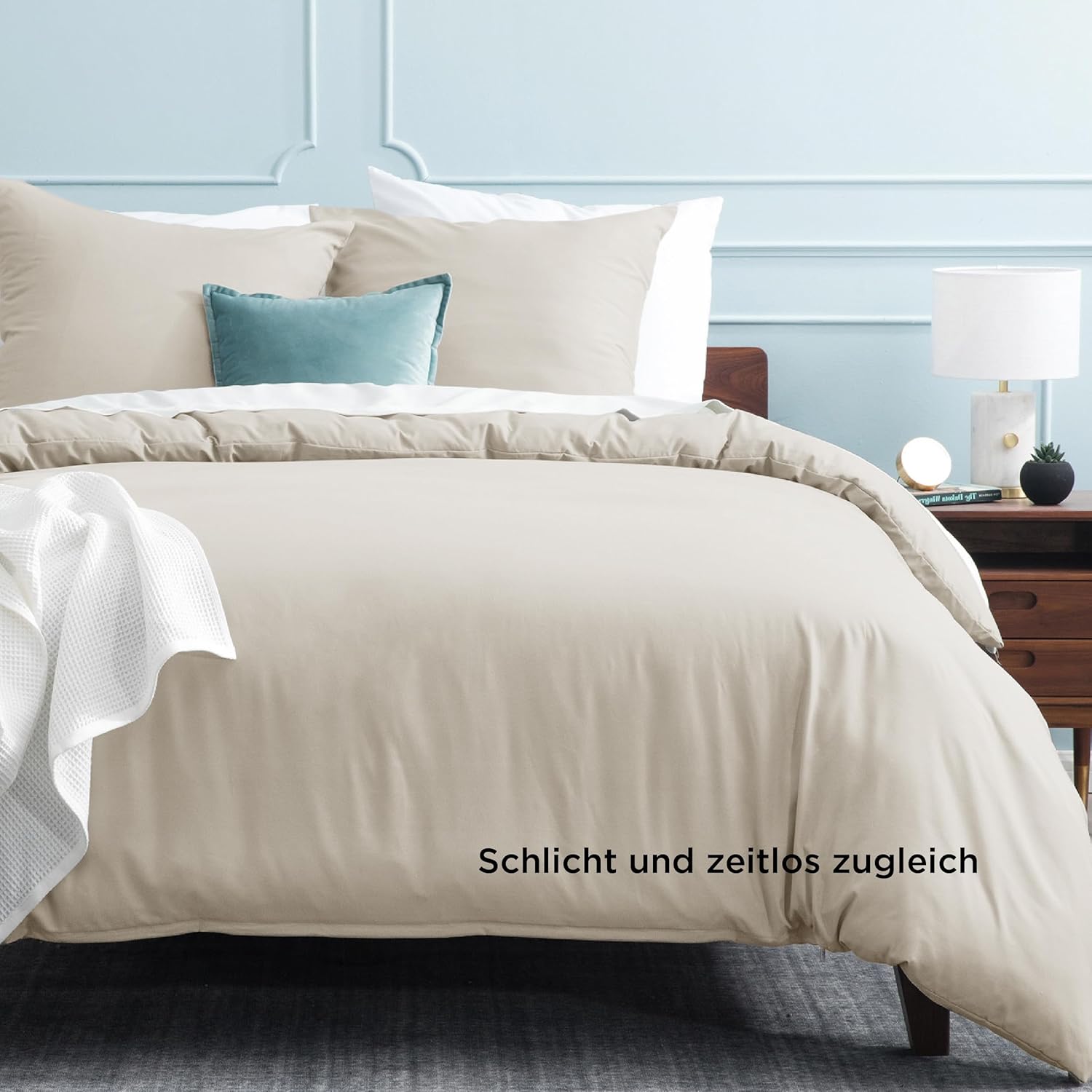 Thumbnail 2 de BEDSURE Bettwäsche 155x220 (3-teilig) Leinen-Look in Beige mit Reißverschluss