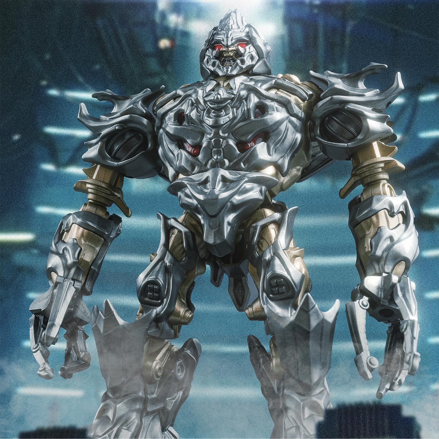 Detalle de BLOKEES Transformers Classic Class 10 : Megatron — Figurine à assembler articulée, 75 pièces, yeux lumineux