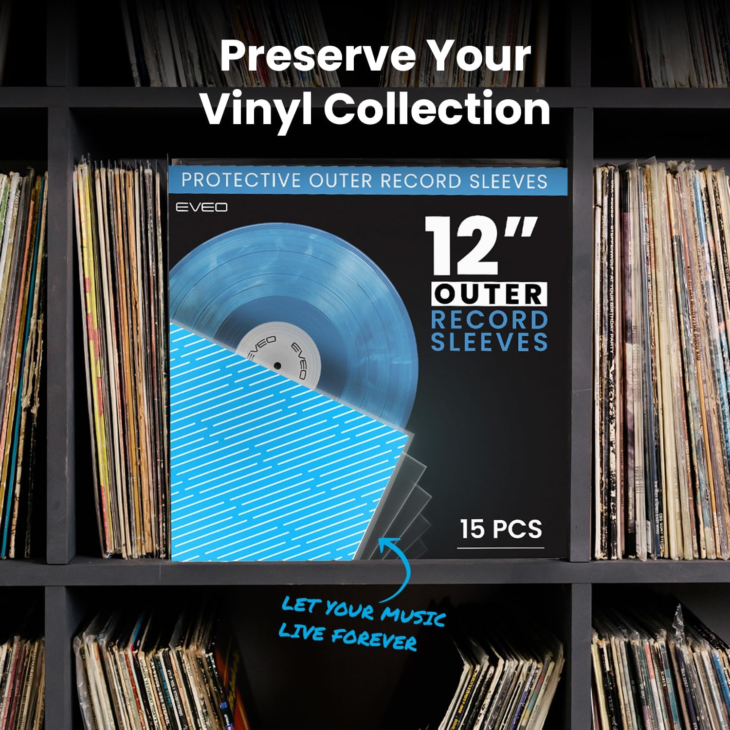 Thumbnail 6 de EVEO Vinyl Record Sleeves Outer (Outer Sleeves x15 Count)