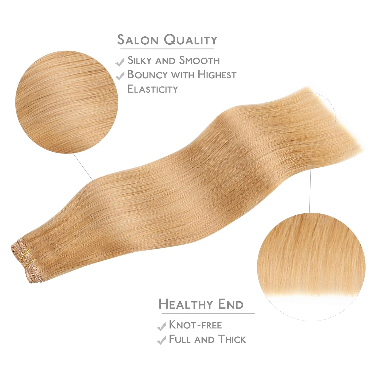 Thumbnail 3 de WENNALIFE Sew In Hair Extensions, 22 Inch 110g – Strawberry Blonde Machine Weft