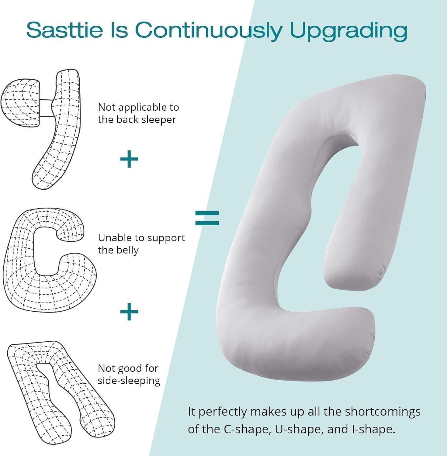 Thumbnail 4 de Sasttie Cooling U-Shaped Pregnancy Pillow: Full-Body Support for Comfort and Rest