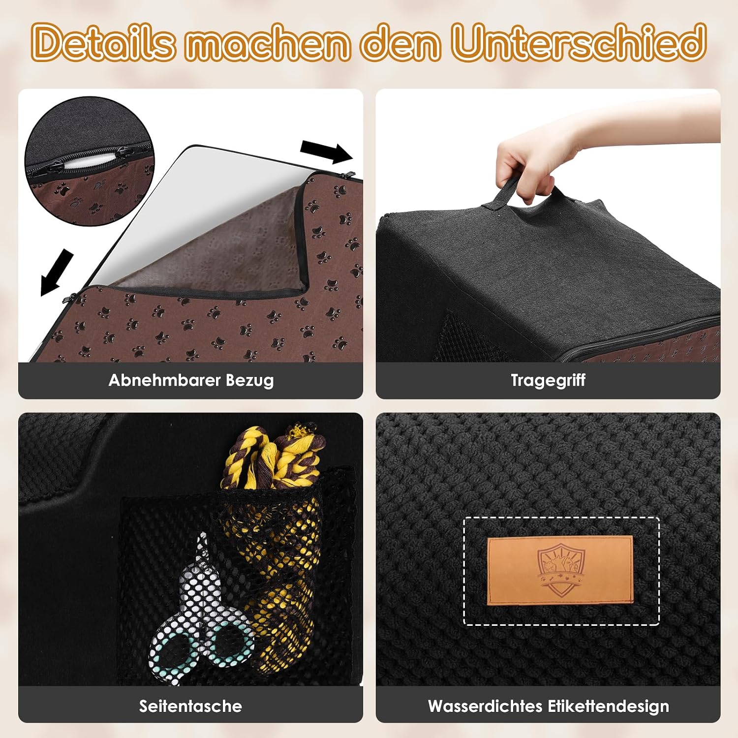 Detalle 1 de Thihome Hundetreppe 2 Stufen für Kleine Hunde 55 x 40 x 30 cm