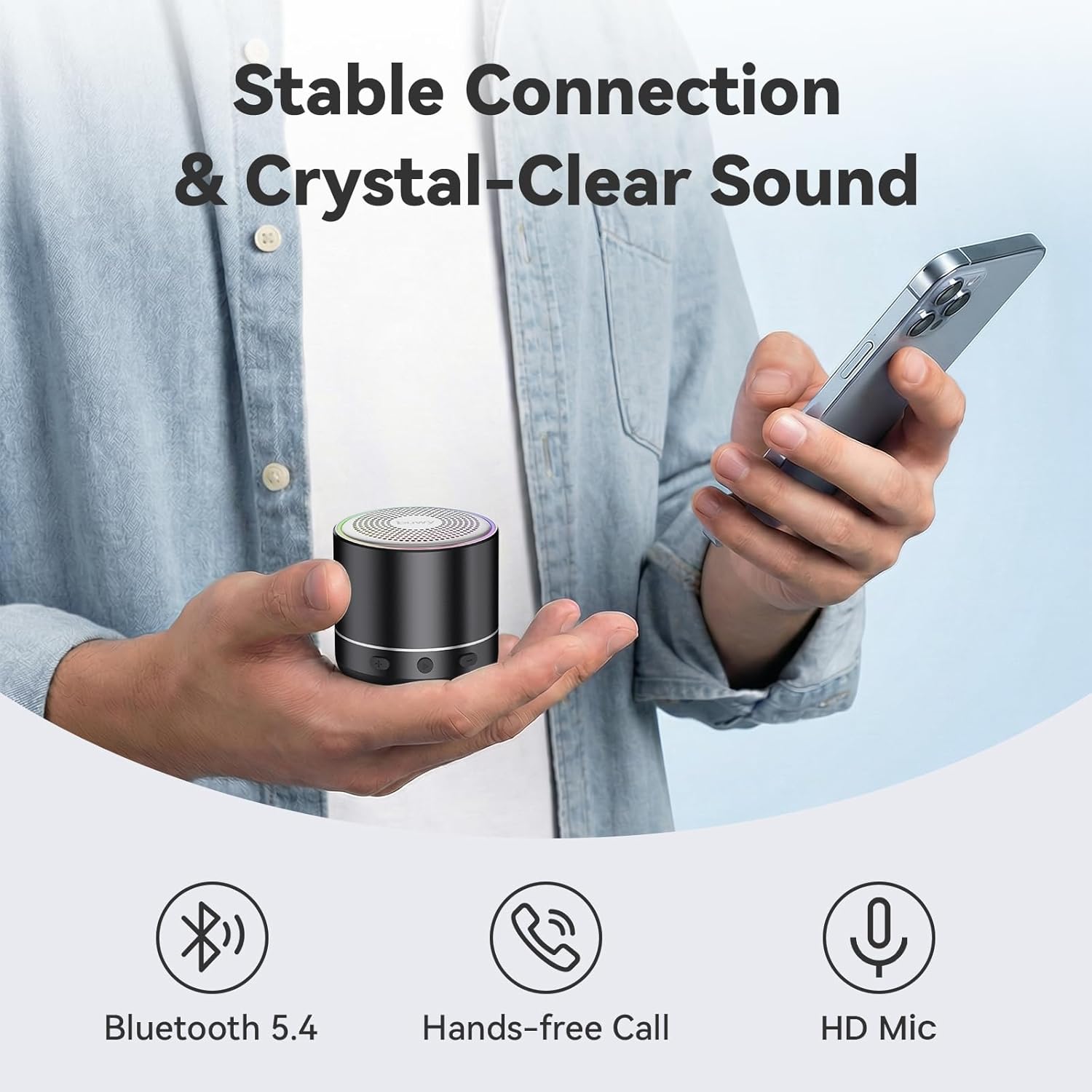 Thumbnail 2 de Mini Bluetooth Lautsprecher (83 g) mit Bluetooth 5.4, RGB-Licht und IPX7 – kompakt, robust, ideal für Outdoor
