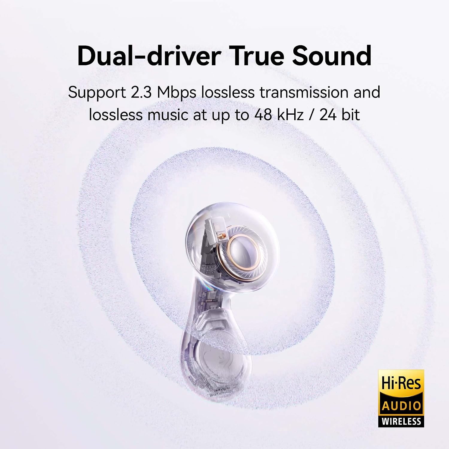 Detalle de HUAWEI FreeBuds 6 Wireless Earbuds (Purple) with open-fit ANC and dual-driver true sound