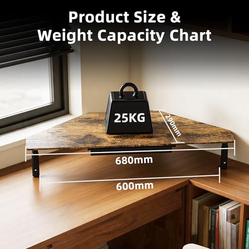 Detalle de ETHU Triangle Corner Monitor Stand Riser with Drawer in Walnut