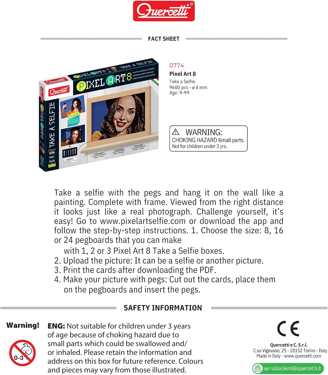 Detalle de Quercetti 0774 Pixel Art 8 Take a Selfie – zestaw do mozaiki ze zdjęcia