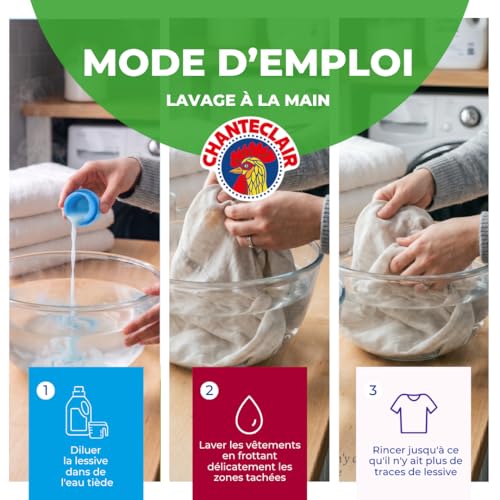 Thumbnail 4 de Chanteclair Lessive Liquide Musc Blanc 40 Lavages – 8x1800 ml, nettoyage efficace à basse température