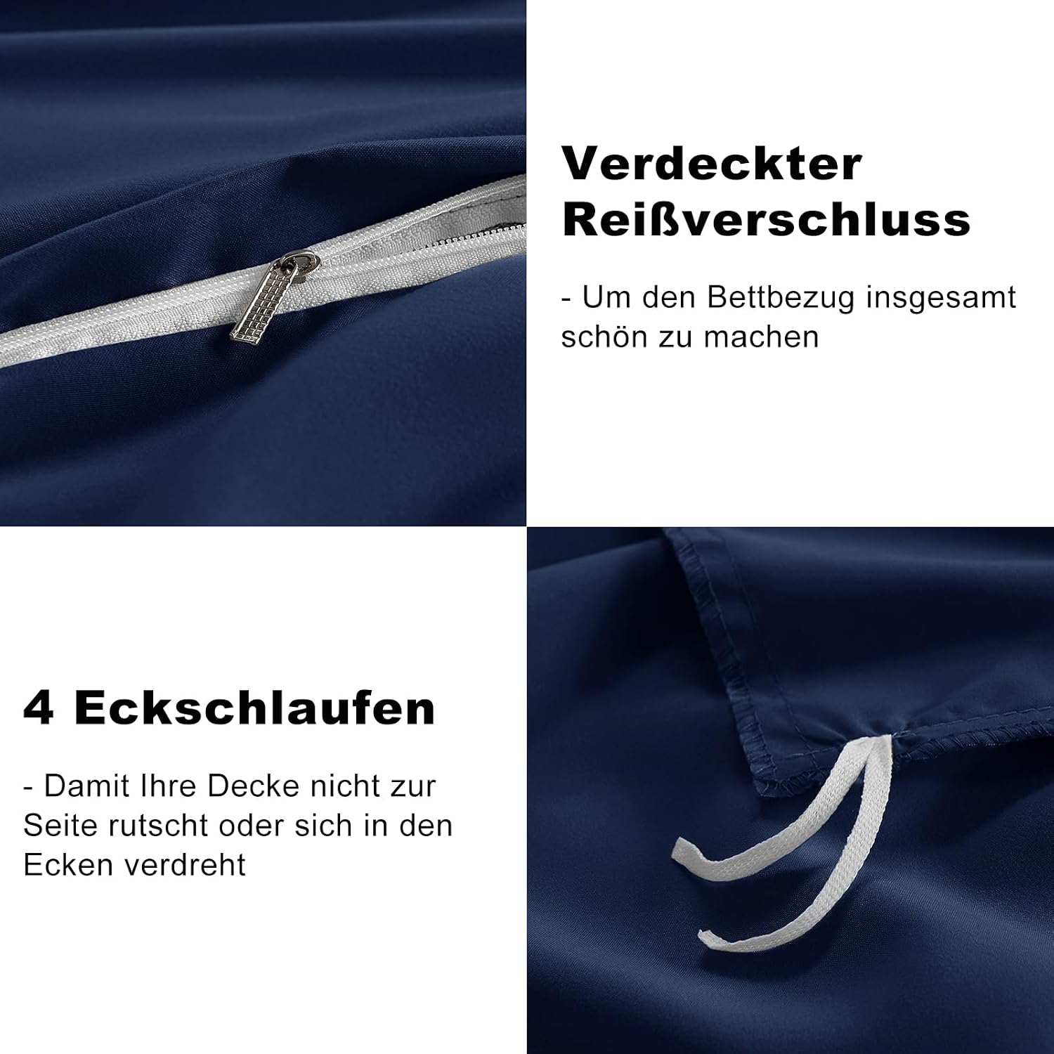 Detalle 2 de WAVVE Bettwäsche Marineblau 200x200 im Set