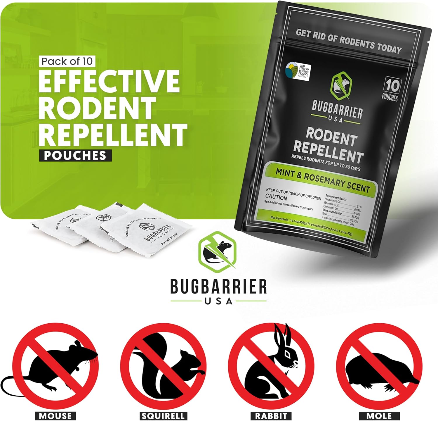 Detalle 2 de BugBarrier Mouse Repellent Pouches, Pack of 10