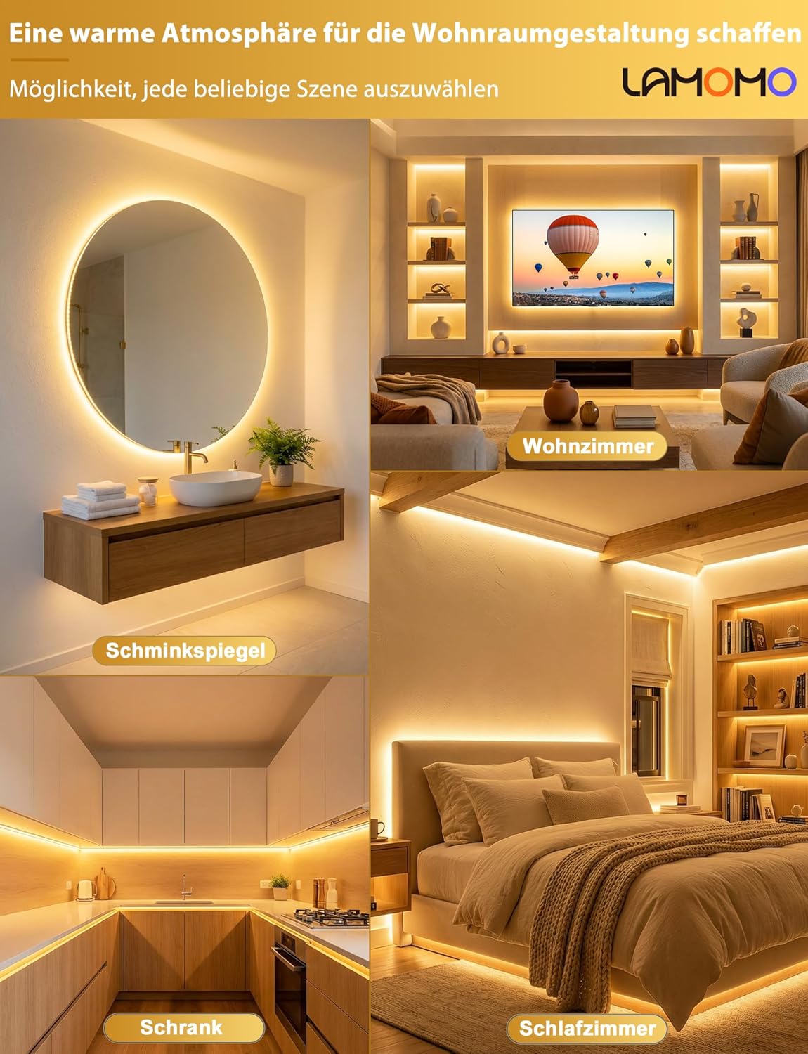 Thumbnail 6 de Lamomo COB LED Streifen 10M Warmweiss 3000K