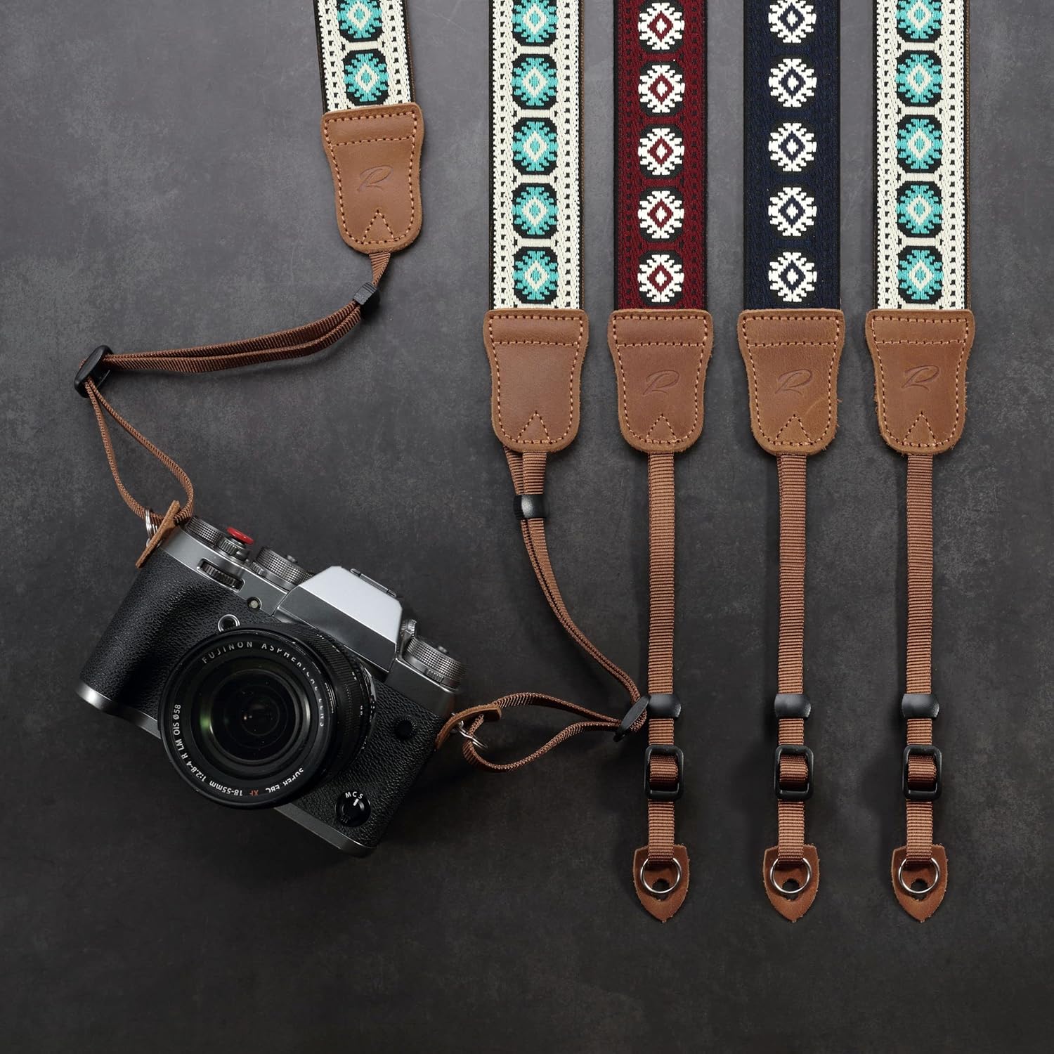 Thumbnail 3 de Cowhide 1.5" Vintage Blue Camera Strap 📷