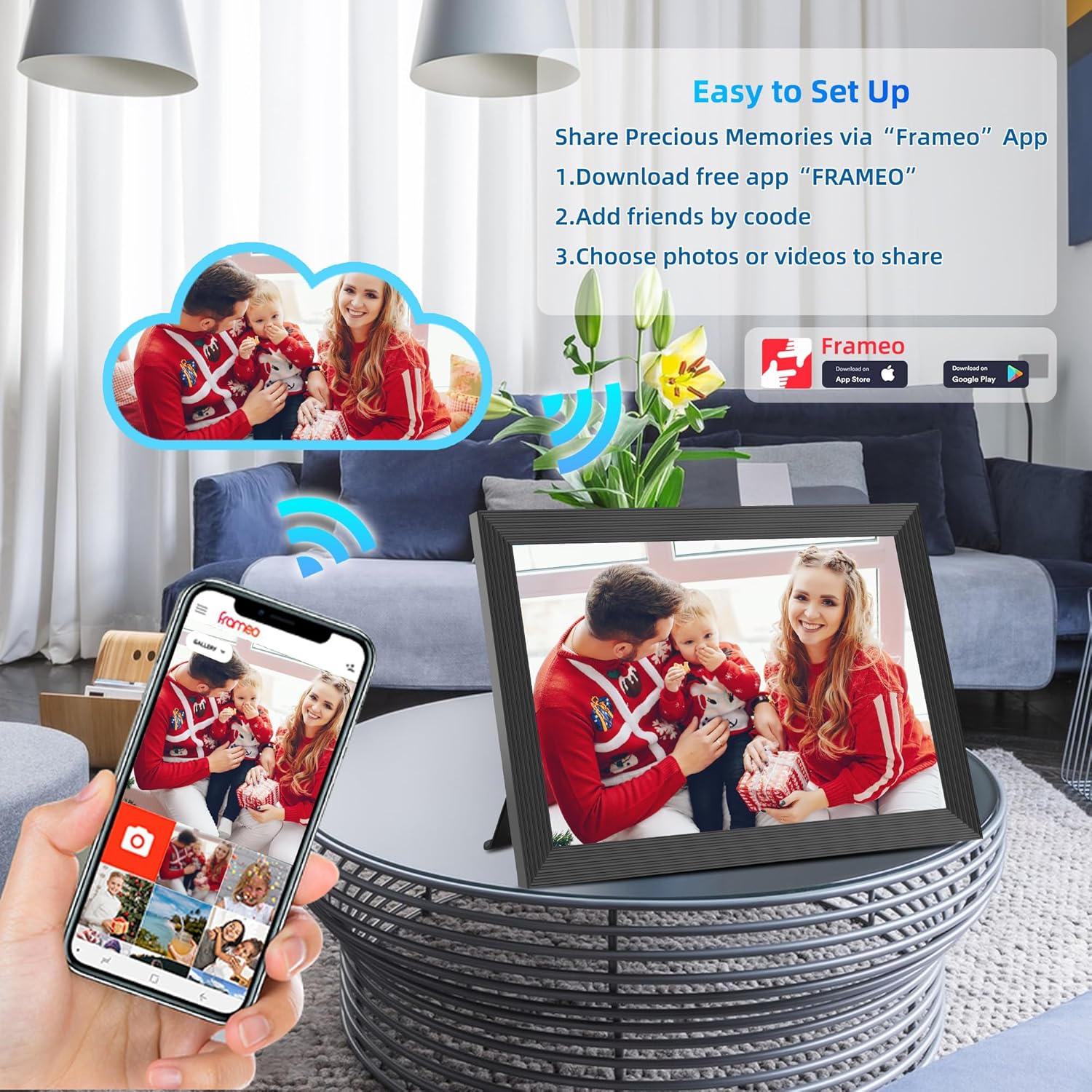 Thumbnail 5 de REUMAR FRAMEO Digital Photo Frame (10.1-inch) with 32GB WiFi, Auto-Rotate & Touch Screen
