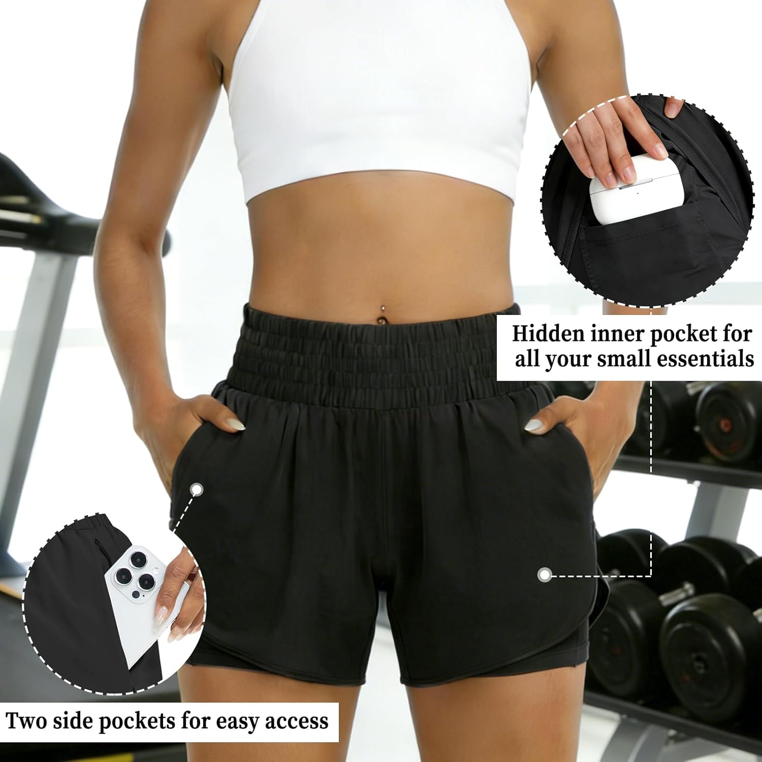 Thumbnail 4 de Gozina Women’s 2-in-1 Running Shorts with Phone Pocket