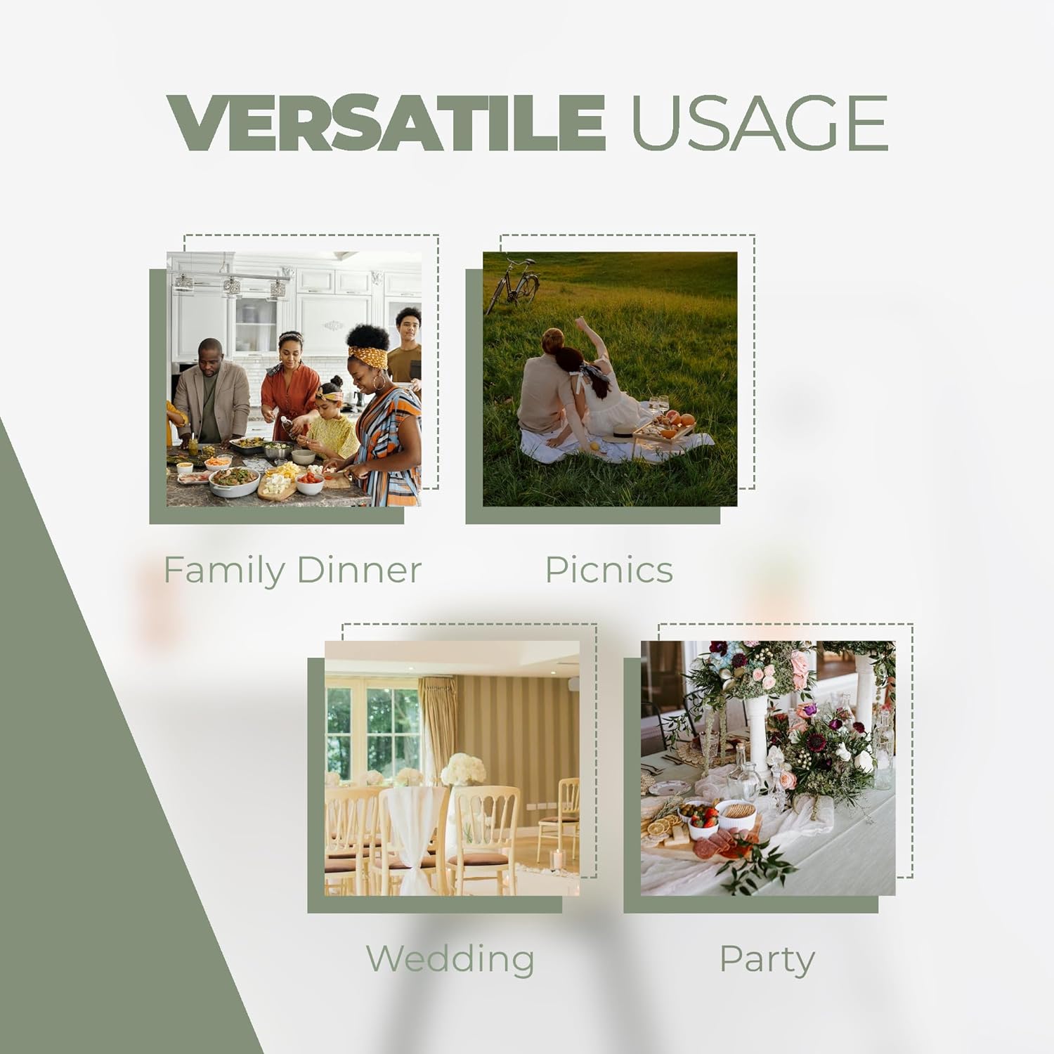 Thumbnail 6 de Decorelia Faux Linen Round Tablecloths 60 inch (Sage Green) — Waterproof, Washable Rustic Table Cover for 2–4 Seats