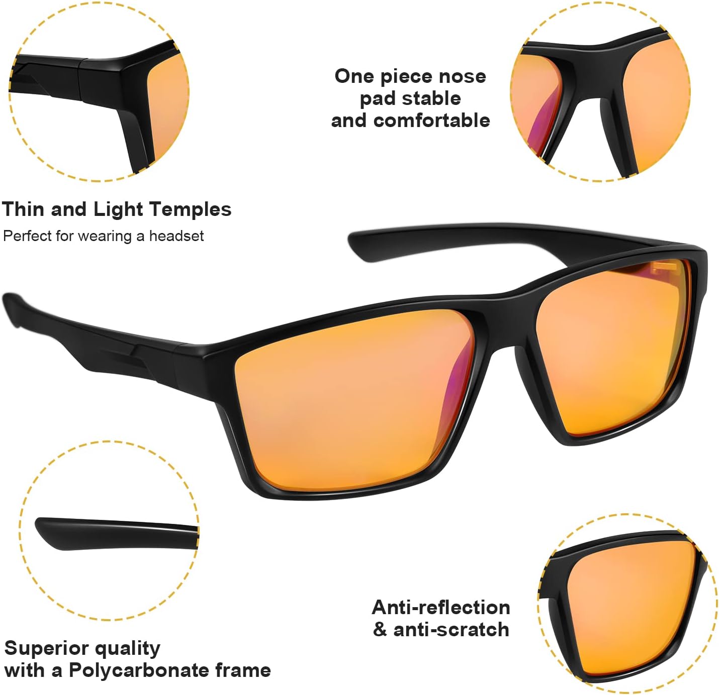 Detalle 2 de Blue light blocking gaming glasses, 8-layer