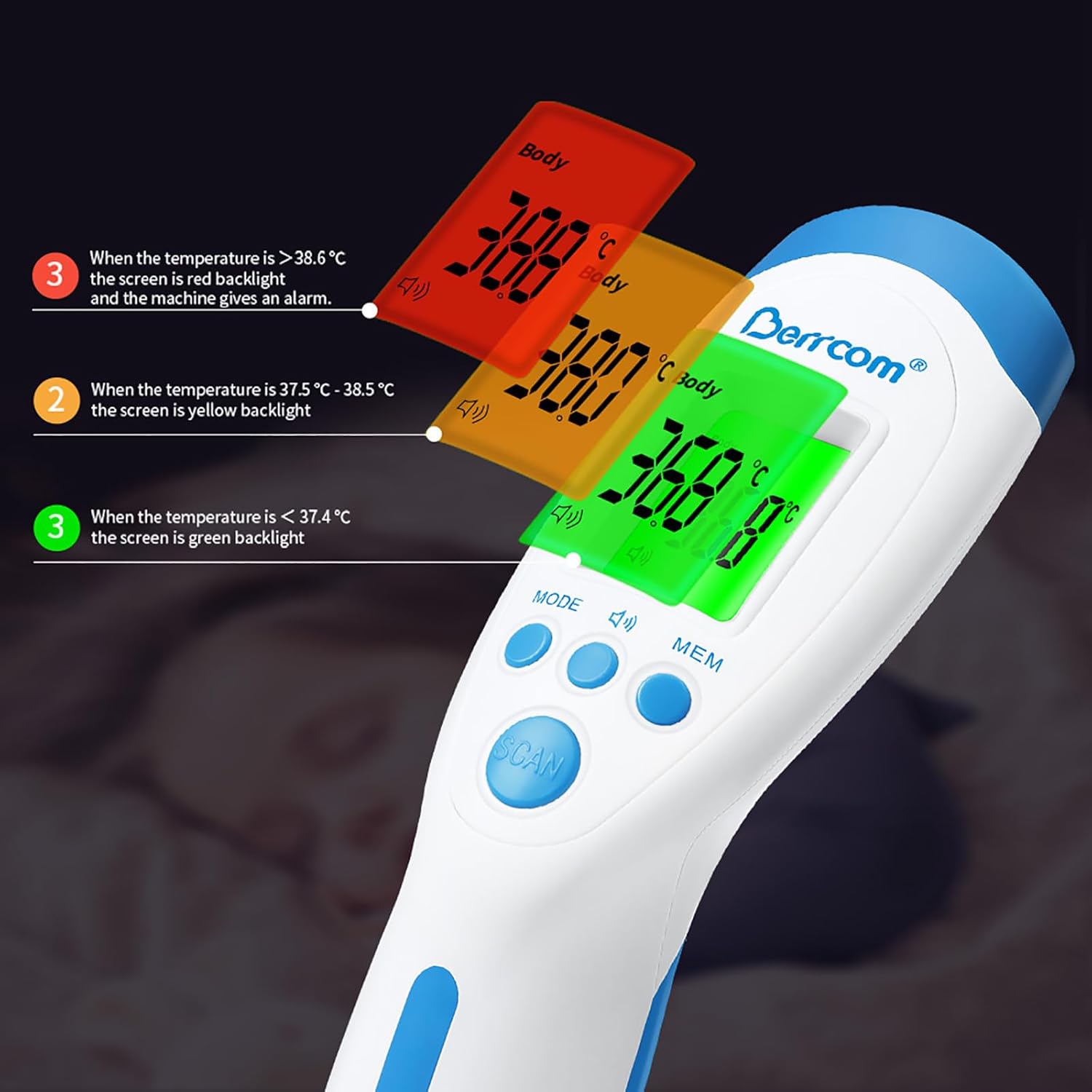 Detalle 2 de Berrcom Forehead Thermometer 32‑reading