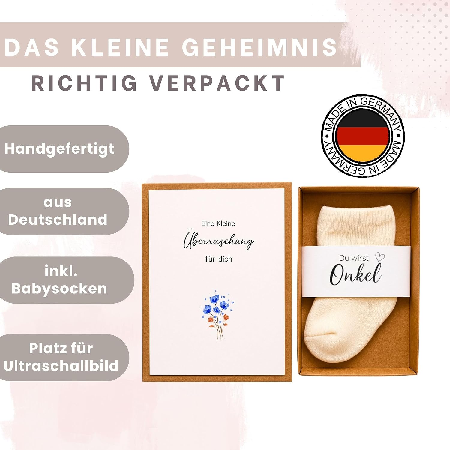 Thumbnail 2 de Milaboo Pregnancy Announcement Gift Box for Grandpa, A5 Floral Design