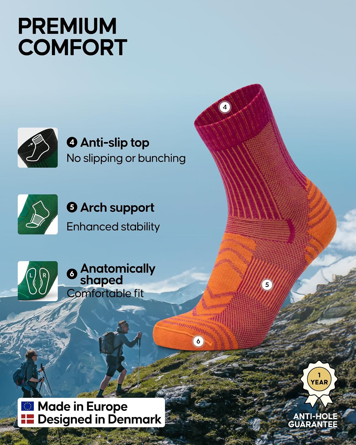 Thumbnail 2 de Danish Endurance Hiking Socks, Merino wool