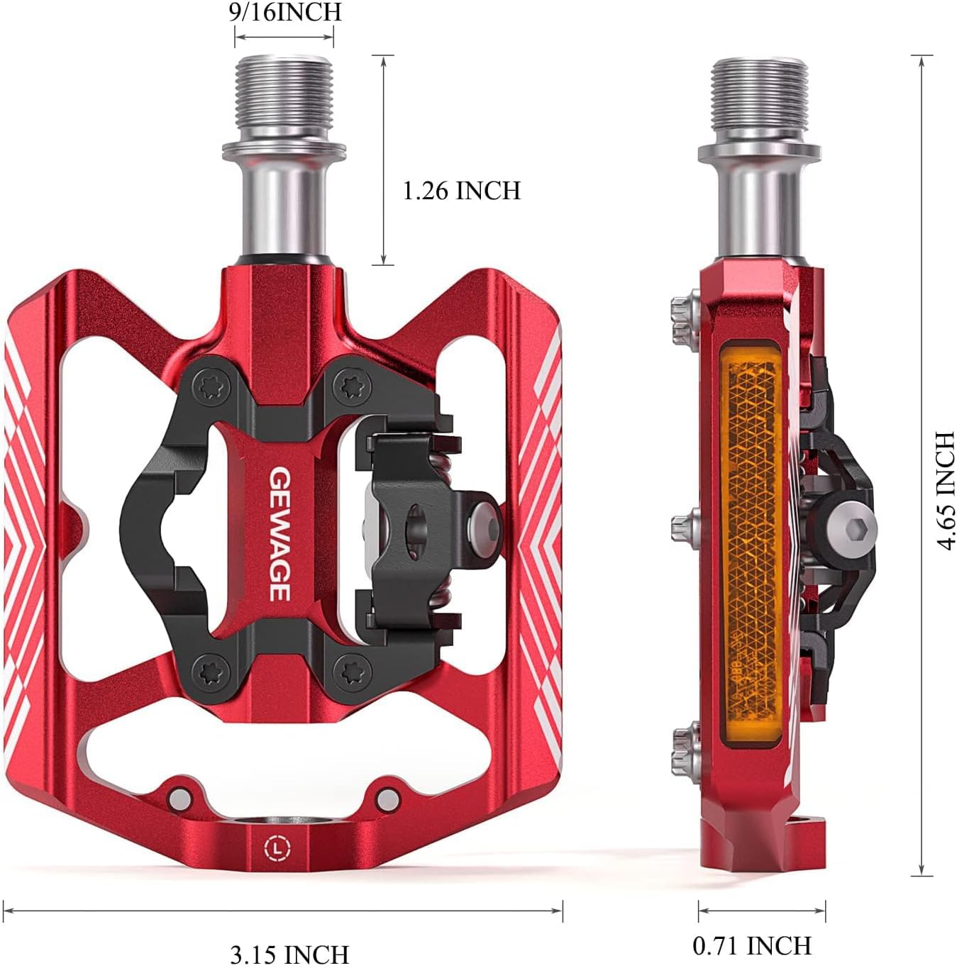 Thumbnail 1 de Pédales vélo SPD GEWAGE 2 en 1 (plateforme + SPD) avec réflecteurs, tige CrMo 9/16