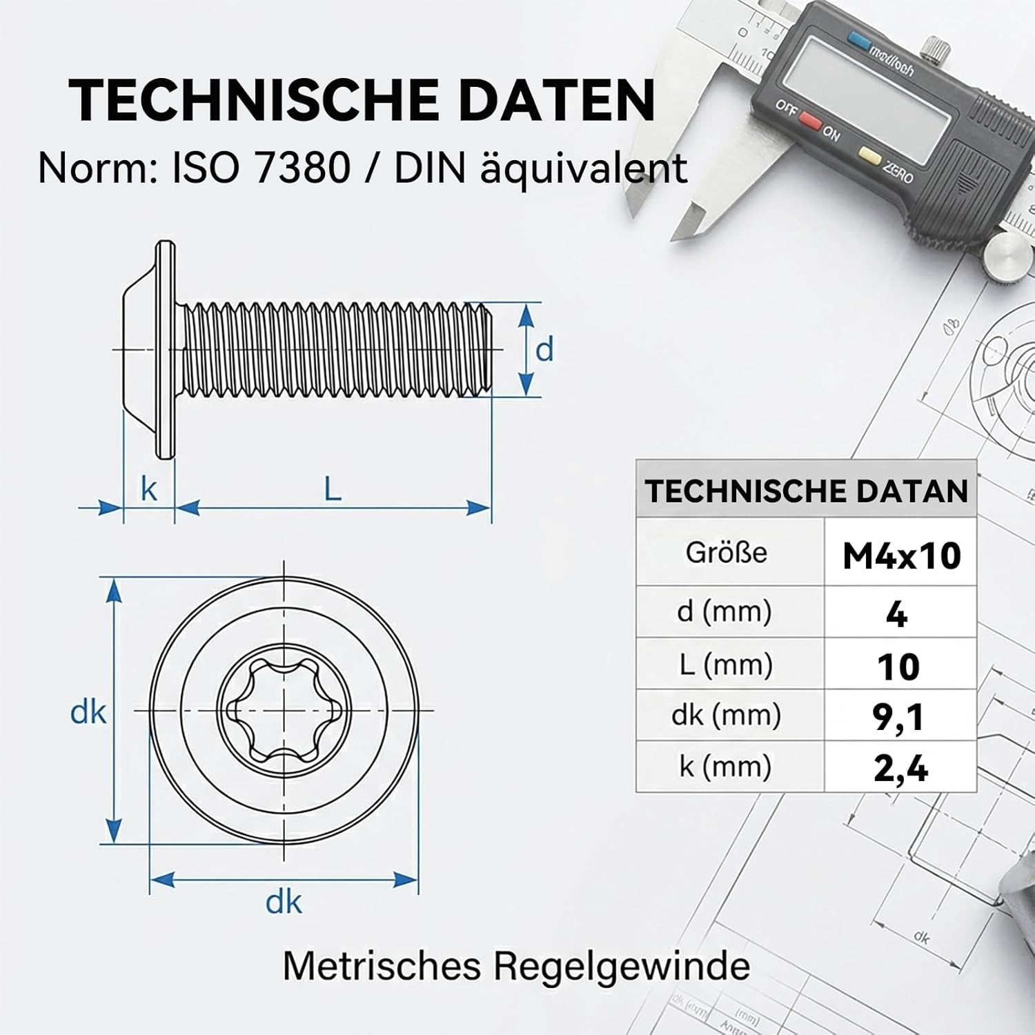 Thumbnail 1 de 30 Stück M4x10mm Linsenkopfschrauben Schwarz – Flansch, Torx, A2 V2A Edelstahl