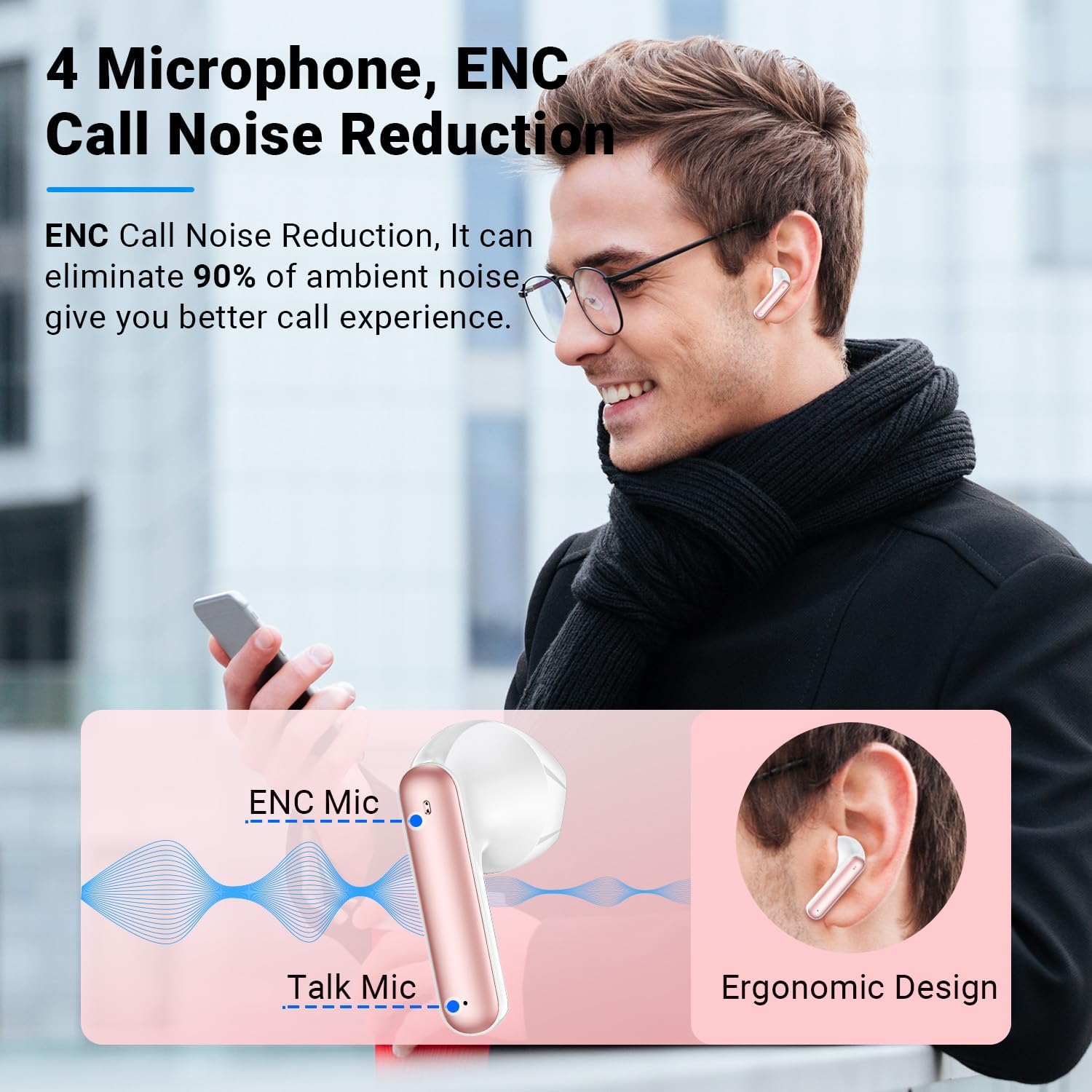 Thumbnail 6 de Godyse G11MAX Wireless Earbuds, Bluetooth 5.4, Up to 42 Hours, Pink