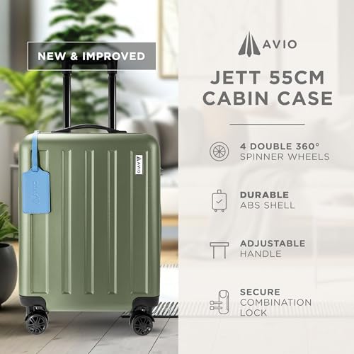 Detalle 2 de AVIO 55cm Cabin Suitcase | Lightweight Four-Wheel Spinner Lock - Dark Green
