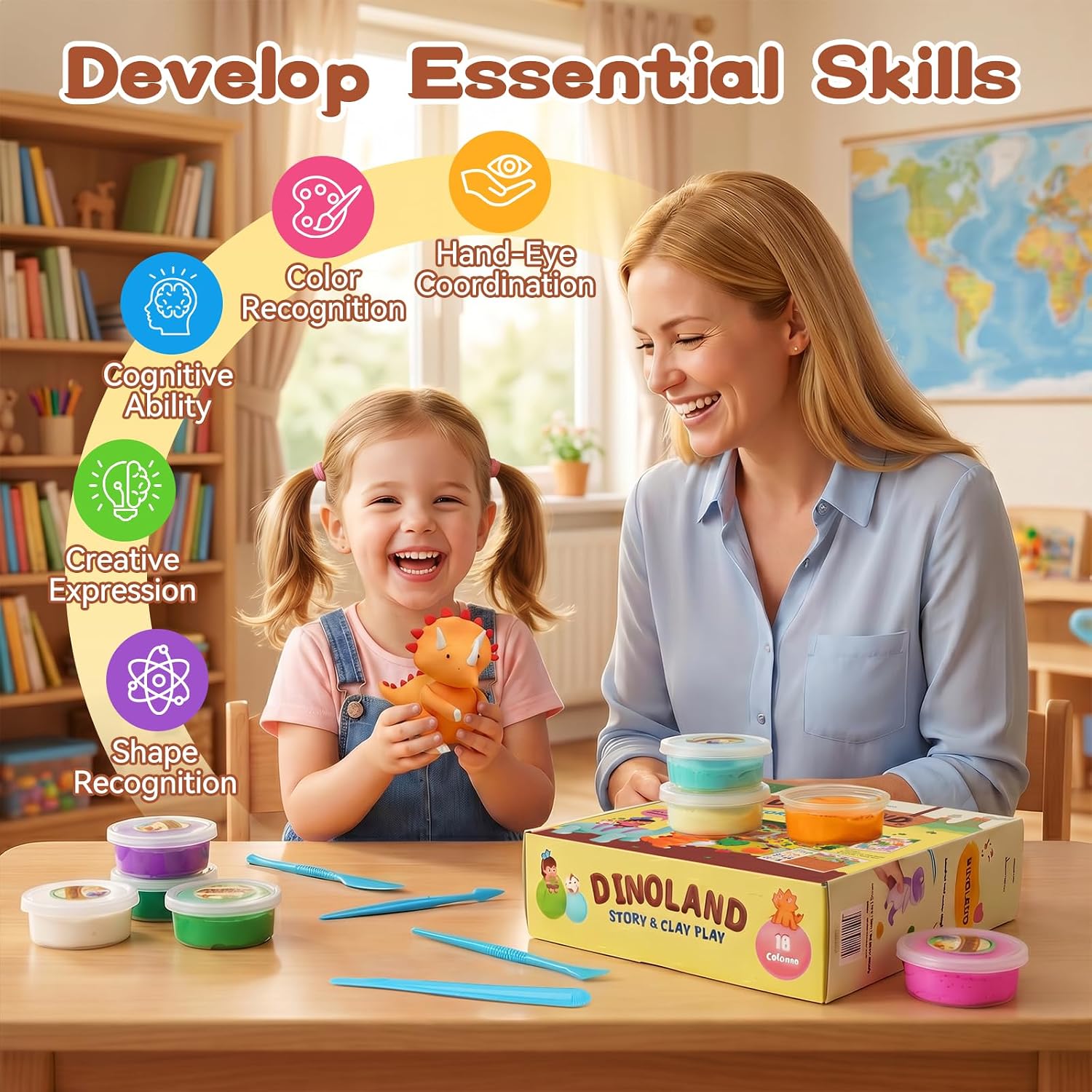Detalle de Air Dry Clay Kit for Kids, 18 Tubs