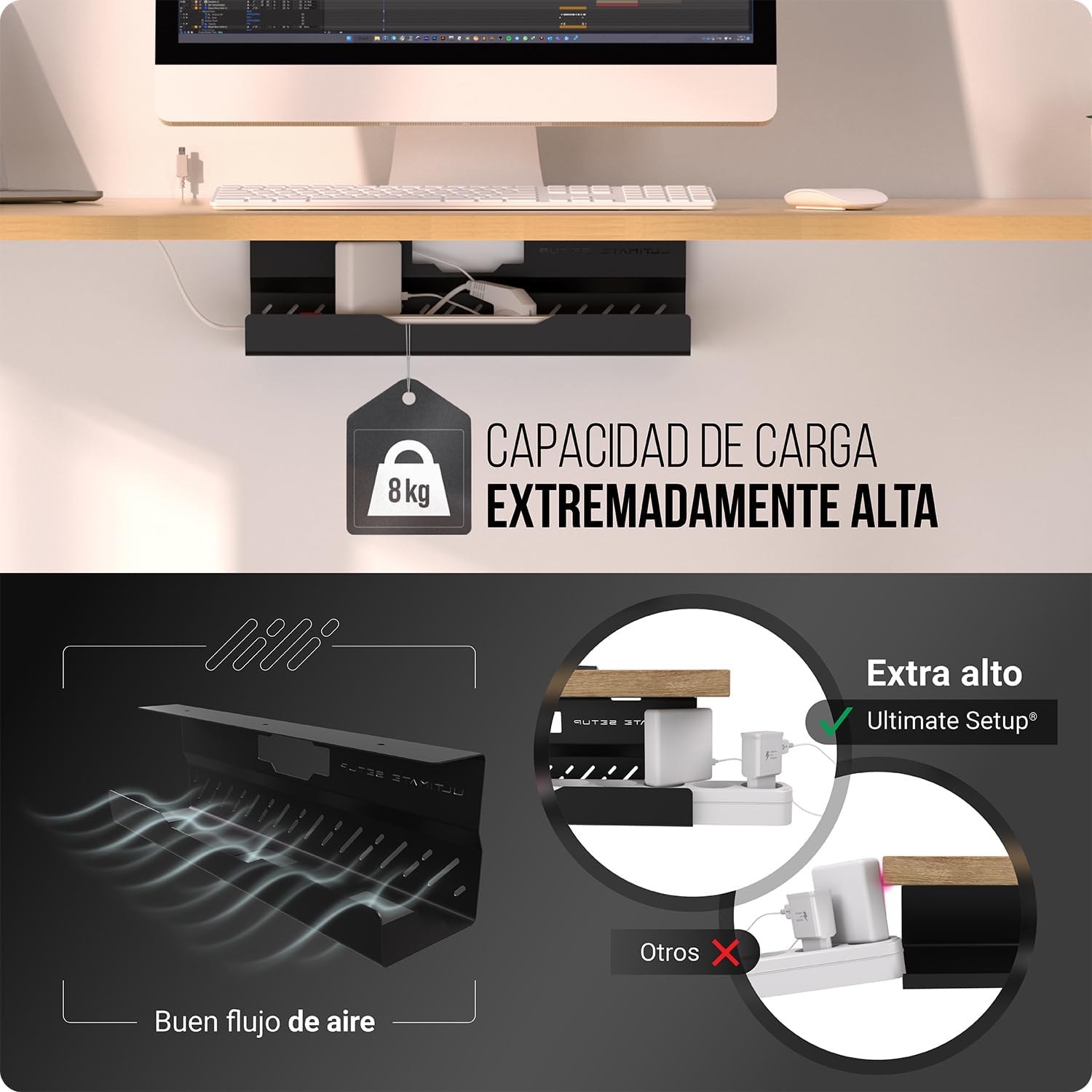 Thumbnail 3 de Premium Organizador Cables Escritorio (Negro)