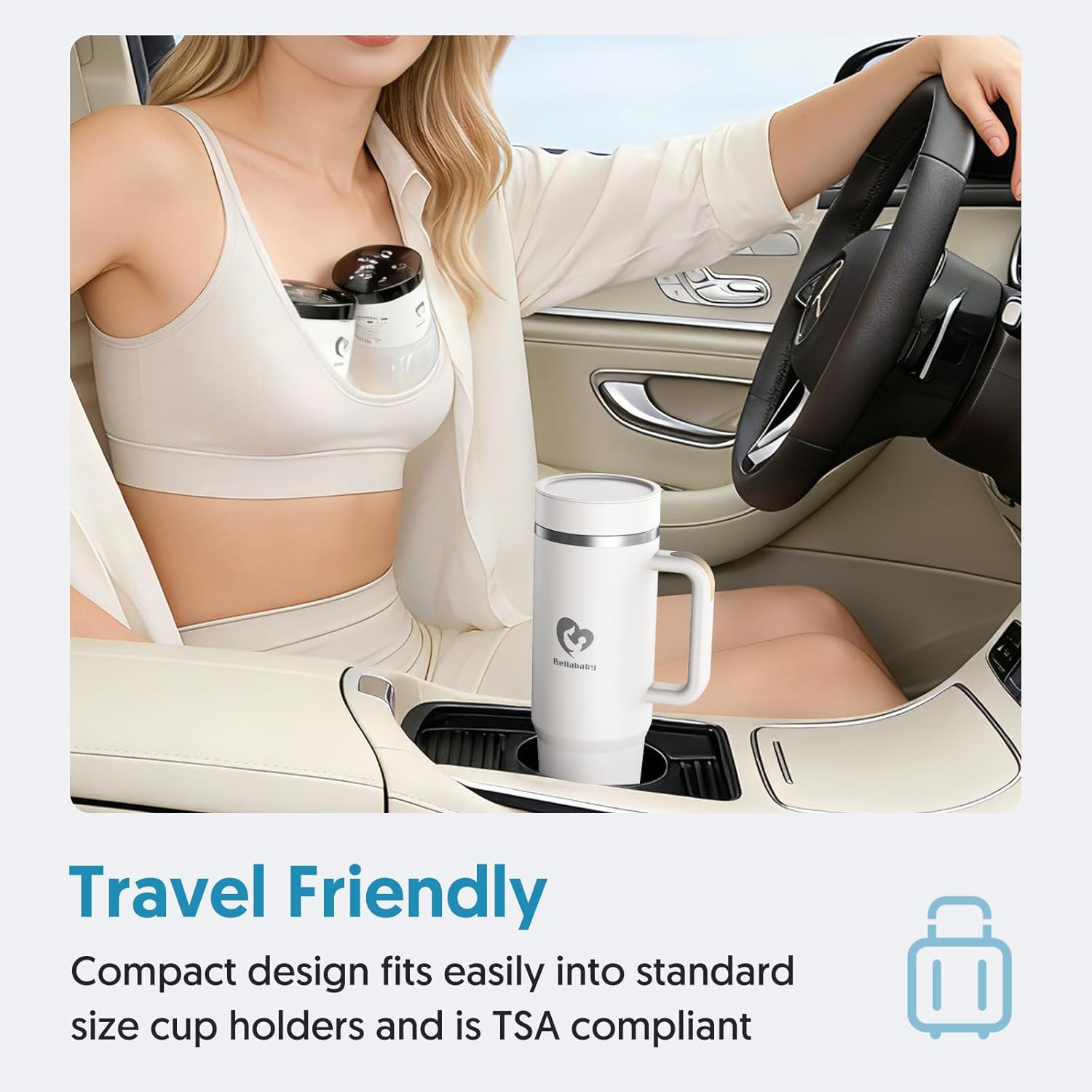 Detalle de Bellababy Portable Breast Milk Cooler for Travel with 24H+ Cooling Tube and 18oz BPA-Free Bottle (Beige)