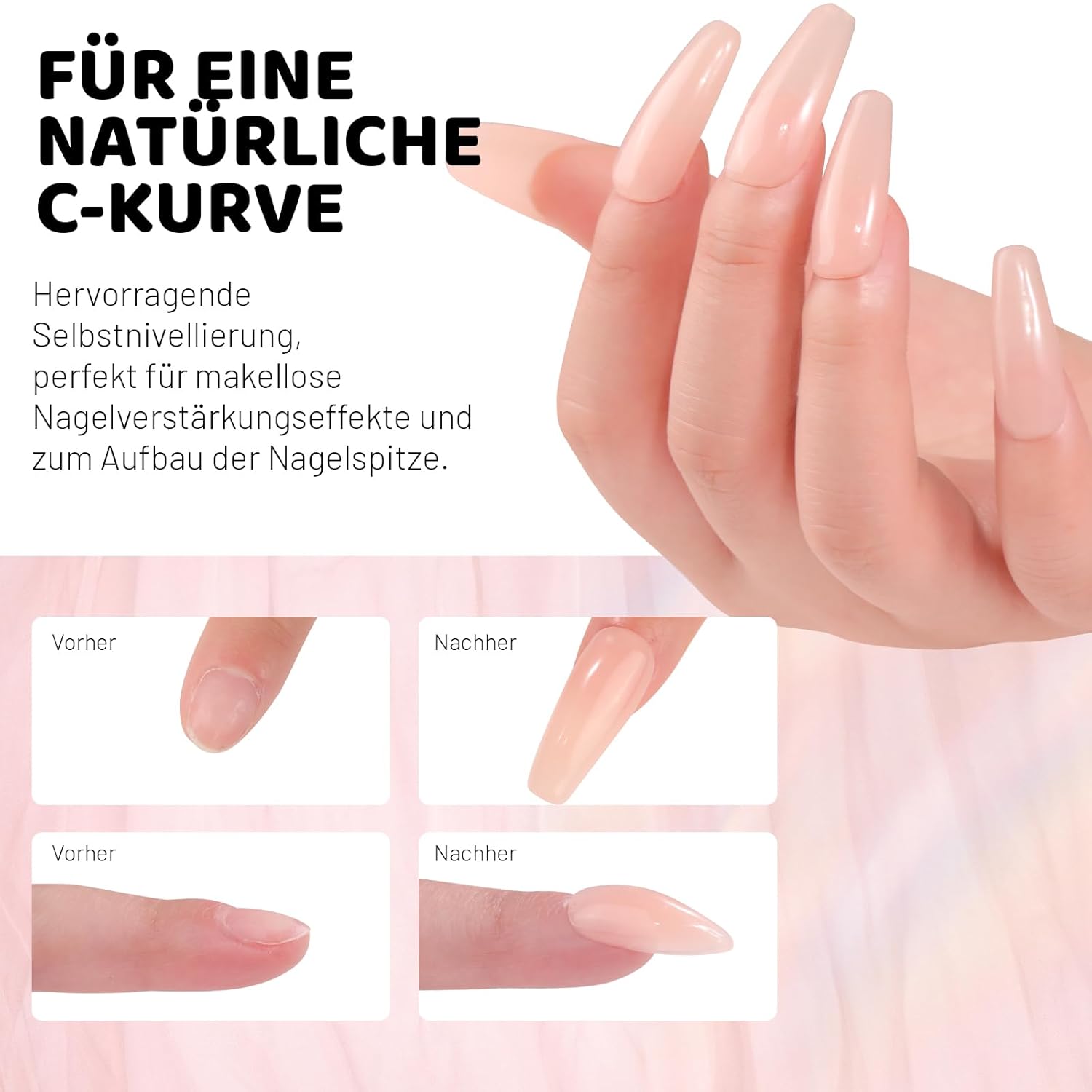 Detalle de Aokitec Aufbaugel für Gelnägel – Nude Builder Gel Set für Nagelverlängerung & Nail Art, 60 g