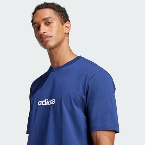 Detalle 2 de ADIDAS Uomo Essentials Linear Jersey Shirt – Dark Blue/White, taglia S