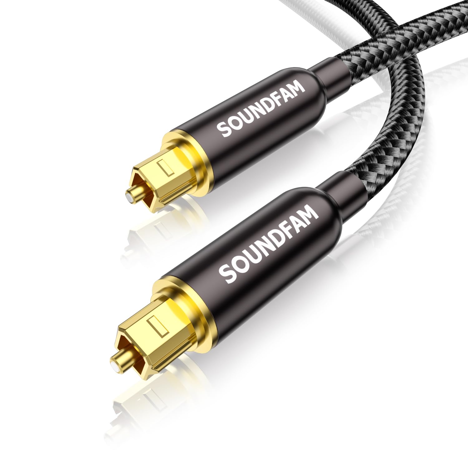 SOUNDFAM Optical Audio Cable 1M (Black) – Toslink Gold-Plated, for Soundbar, TV & Gaming
