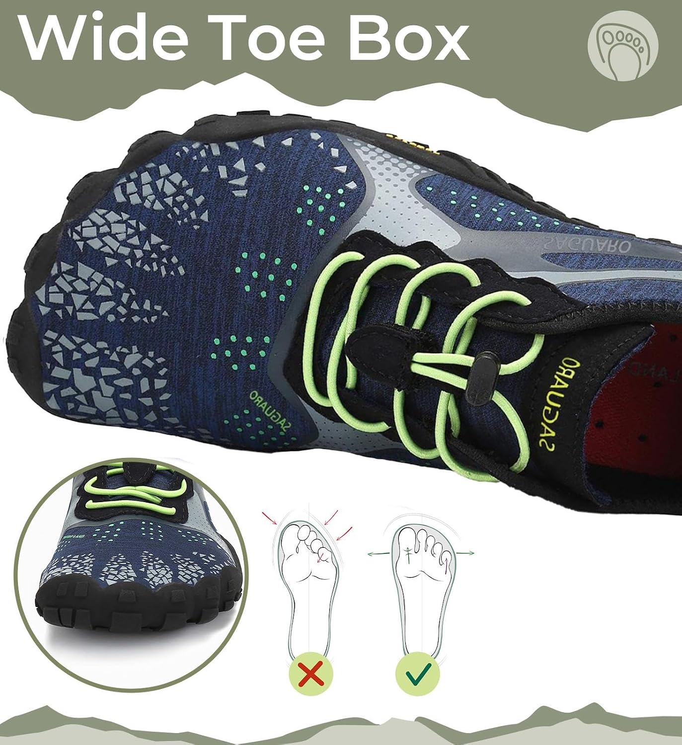 Detalle 2 de SAGUARO Scarpe Barefoot minimaliste uomo da trail, trekking e scoglio