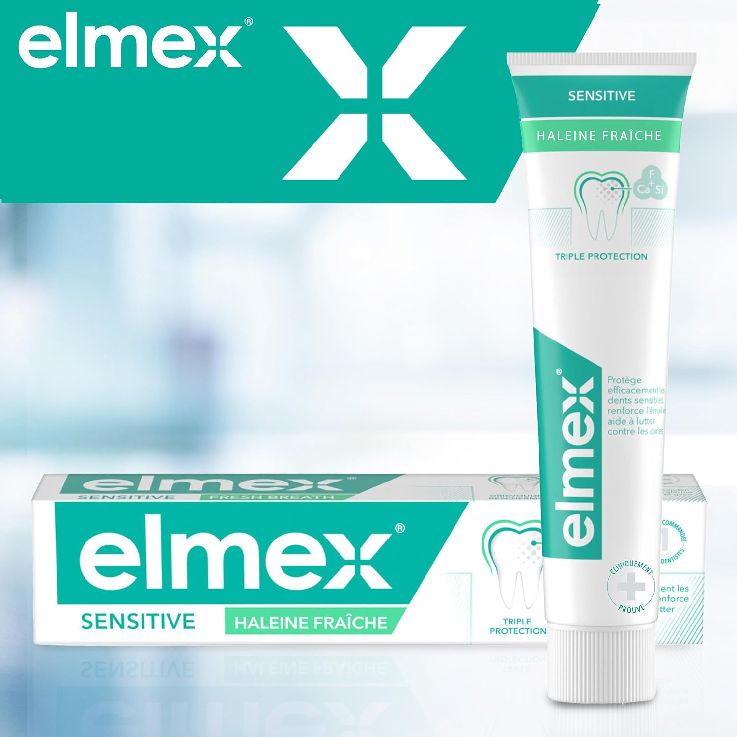 Detalle de Elmex Dentifrice Sensitive Haleine Fraîche 0% Colorants – Lot de 2 × 75 ml