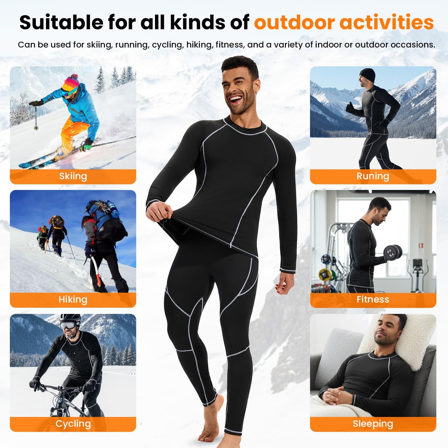 Detalle 2 de StylSense Thermounterwäsche Herren Set Thermo Ski Unterwäsche