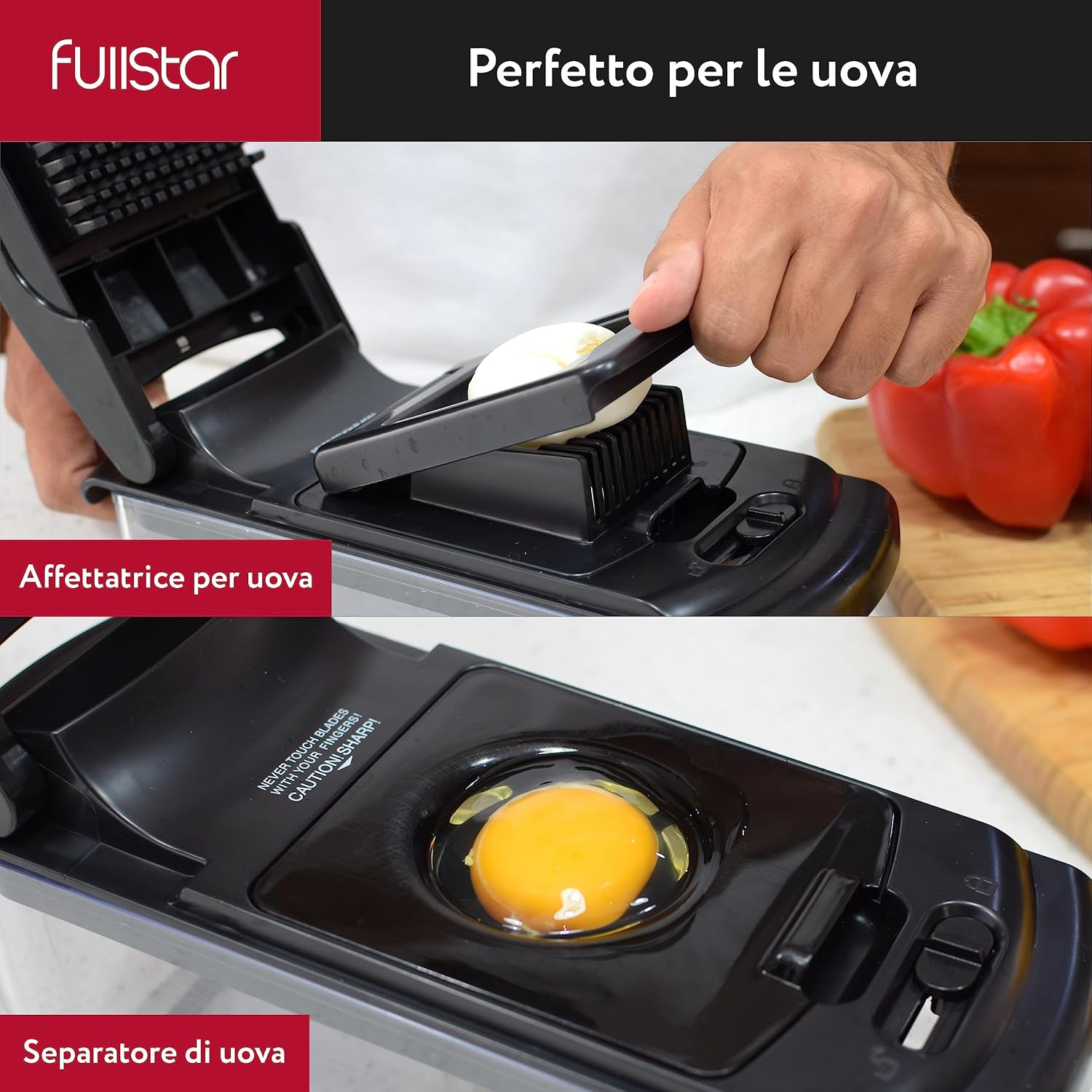 Detalle de Fullstar Taglia Verdure e Spiralizzatore 9-in-1 in Inox Nero – Tagliaverdure e Tritatutto Multifunzione