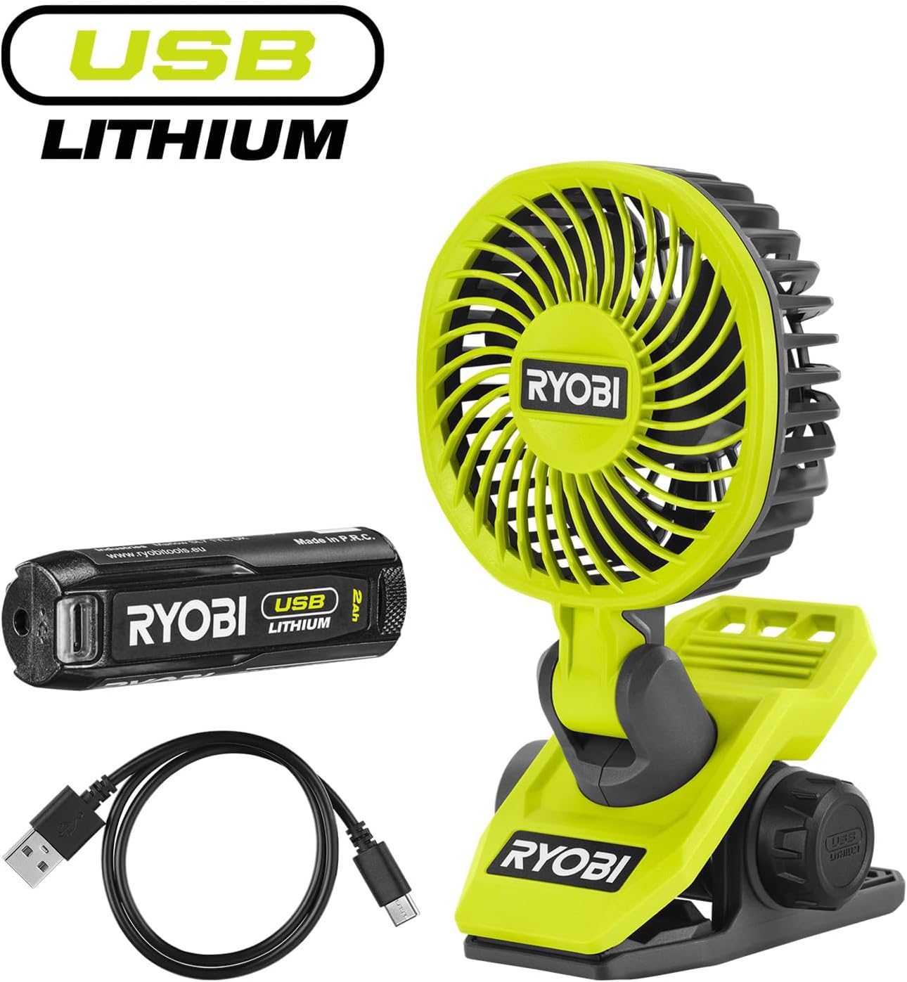 Detalle 2 de RYOBI RCF4-120G Ventilatore a Pinza Ø 9cm 2,0Ah
