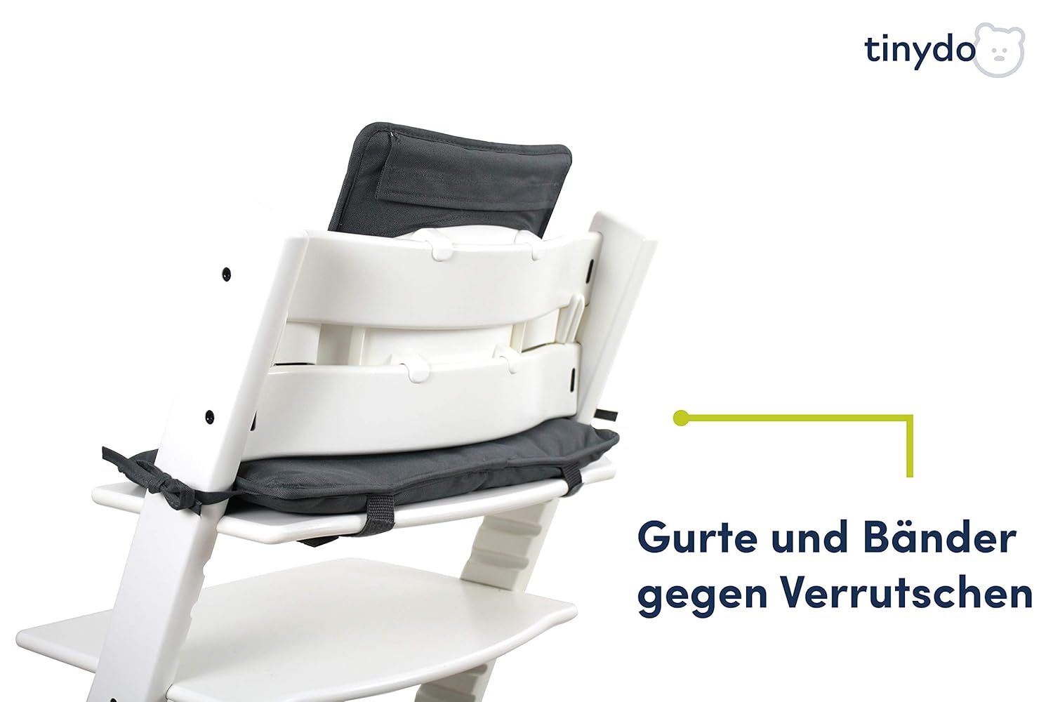 Detalle 2 de Tinydo Hochstuhl Sitzkissen für Stokke Tripp Trapp – ergonomische Memory-Schaum-Auflage, Dunkelgrau
