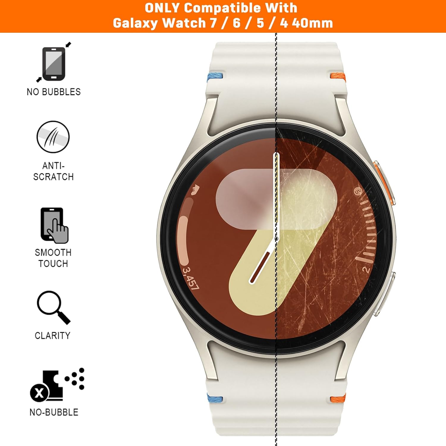 Thumbnail 3 de SPGUARD for Galaxy Watch 7/6/5/4 40mm Tempered Glass Screen Protector, 4-Pack