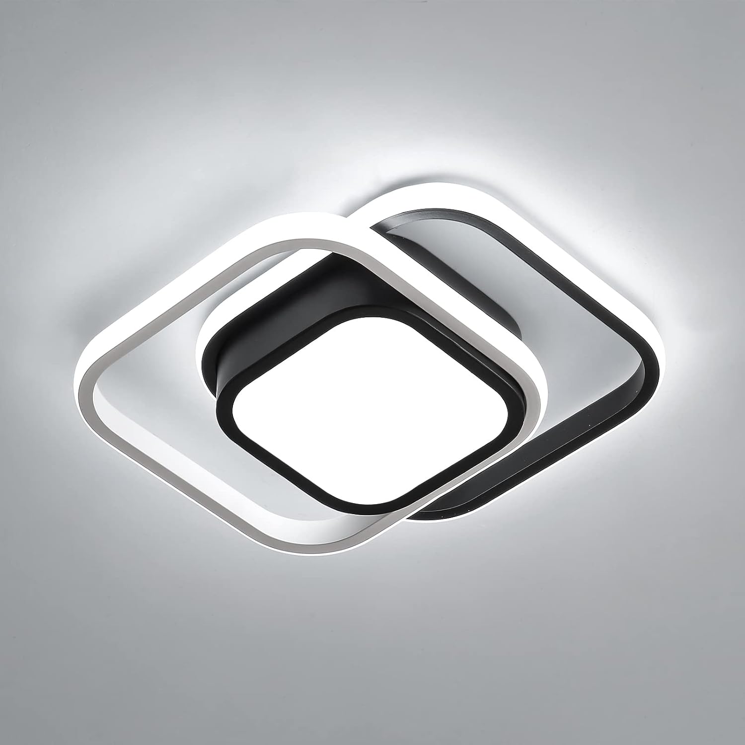 Detalle de Dorlink 2-Square Flush Mount LED Ceiling Light (32W, 2500LM, 6500K, Black & White)